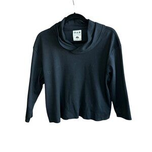 Max Studio Basic Black Hoodie Casual Long Sleeve Athleisure Top Size 1 Small